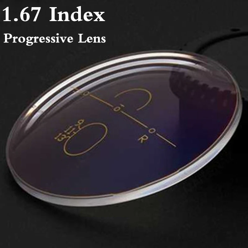 

1.67 Index Aspheric Multi Focus Progressive Lens CR-39 Prescription Myopia Presbyopia Eye Glasses Lens Anti-Radiation RS095