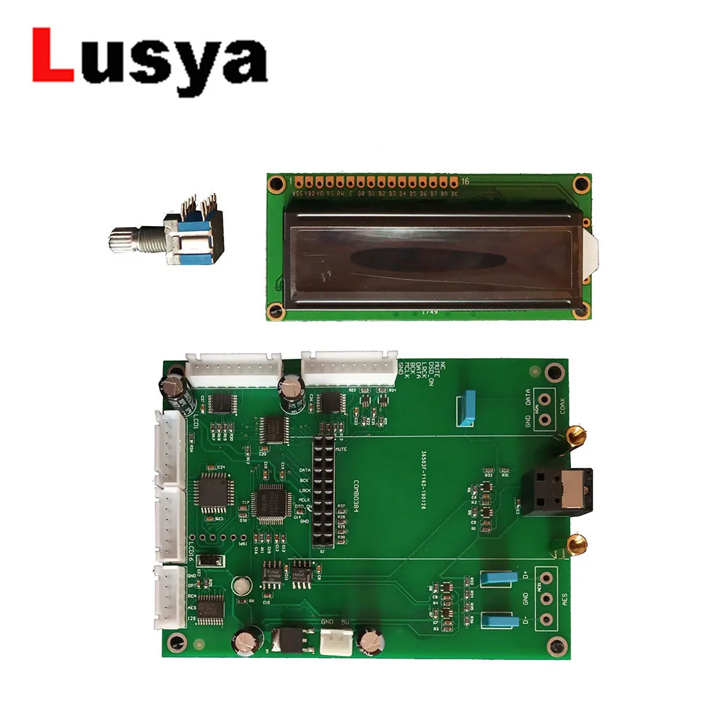 Ak4118 digital receiver board With 1602 LCD screen Coaxial fiber AES pcm192khz Italian Xmos input T0407