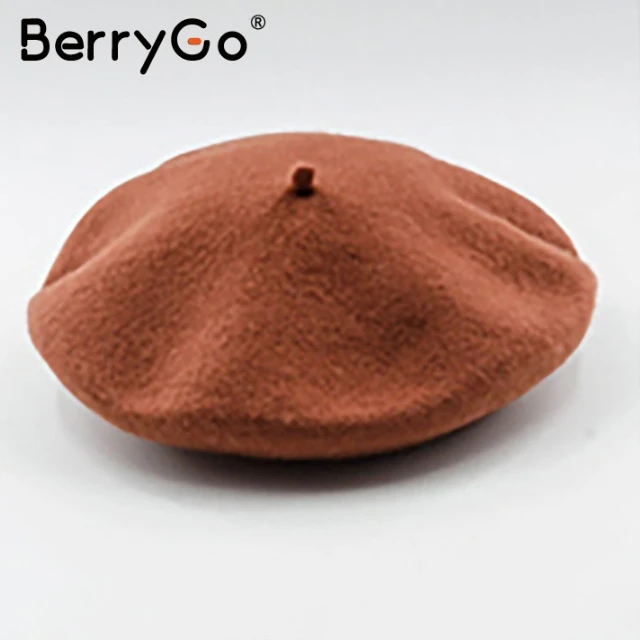 BerryGo, зимний шерстяной женский берет шапка Кепка, Повседневная Уличная одежда, Черный берет, кепка, элегантный теплый осенний женский Французский Берет, шапочка - Цвет: Color20