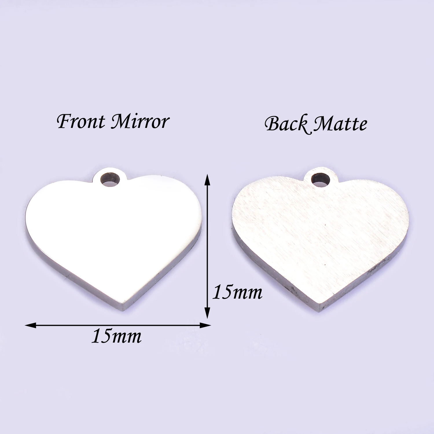 10pcs Wholesale 15mm Heart Charms Unisex Stainless Steel Stamping Blank DIY Tags Pendant Necklace Jewelry Findings 3