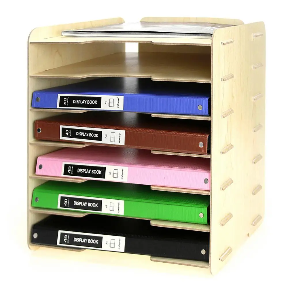 1pcs creative artisan wood office A4 file storage rack desktop multi