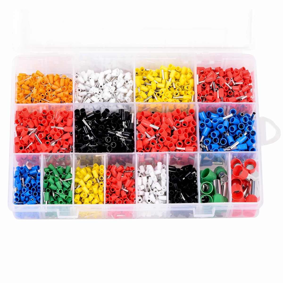2120pcs Terminal Connectors Copper Crimp Connector Insulated Cord Pin End Terminals Kit with Plastic Box 22AWG-5AWG