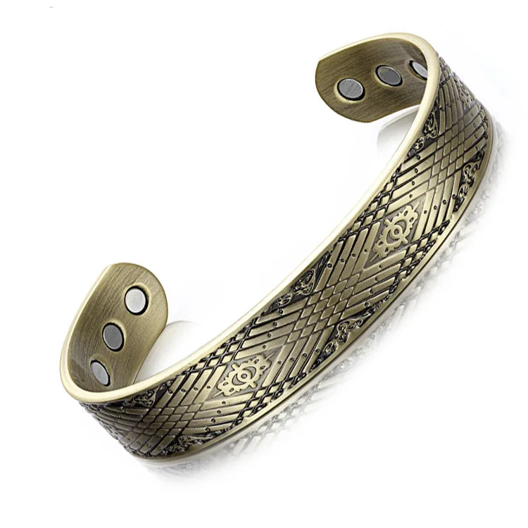 

European and American Fashion Retro Bronze Magnet Bracelet C-type Open Copper Bracelet