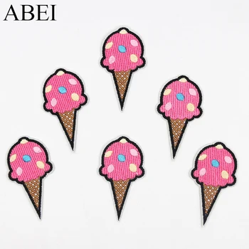 

10pcs/lot Iron On Cartoon Ice Cream Patches for Girl Clothes Repair Sewing Fabric Cake Appliques Diy Handmade Patches Coat Badge