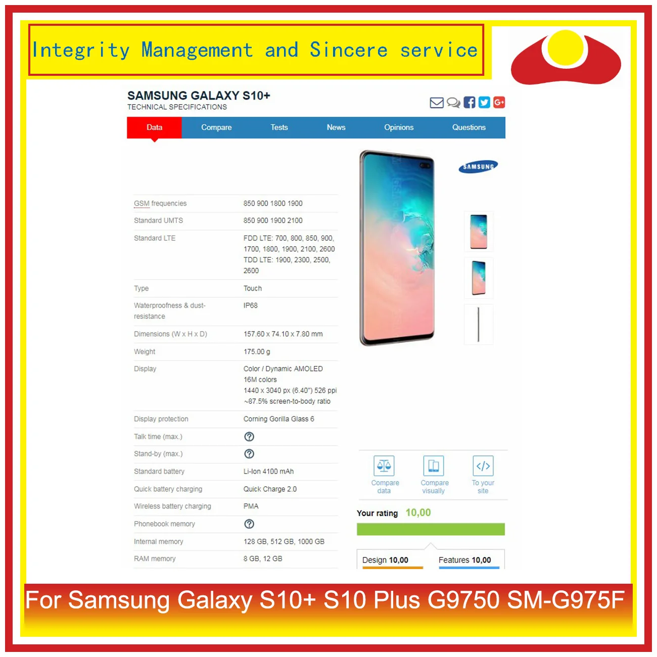 Lote para Samsung Porta da Bateria de Volta S10 + S10 Galaxy Plus G9750 Sm-g975f Habitação Case Capa Vidro Chassi Escudo Substituição 10 Pçs - 8 Estojos de celular