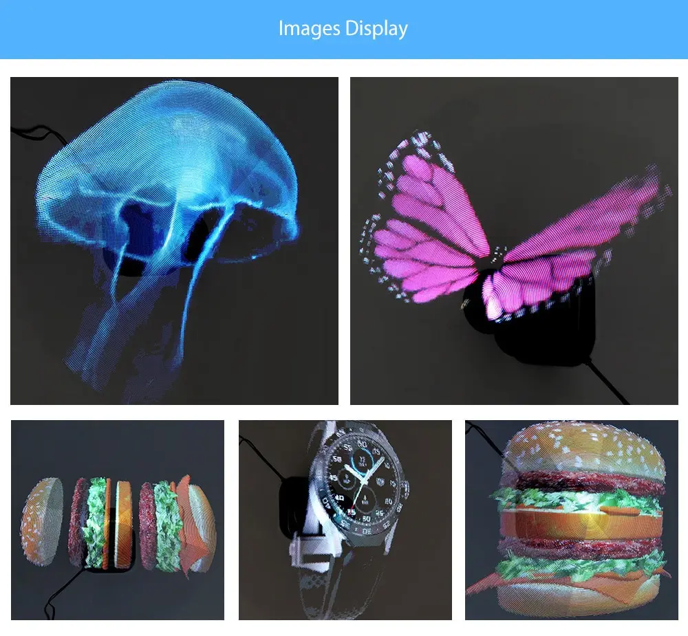 AKDSteel LED Holographic Projector Portable Hologram Player 3D Holographic Dispaly Fan Unique Hologram Projector AKDSteel LED Holographic Projector Portable Hologram Player 3D Holographic Dispaly Fan Unique Hologram Projector