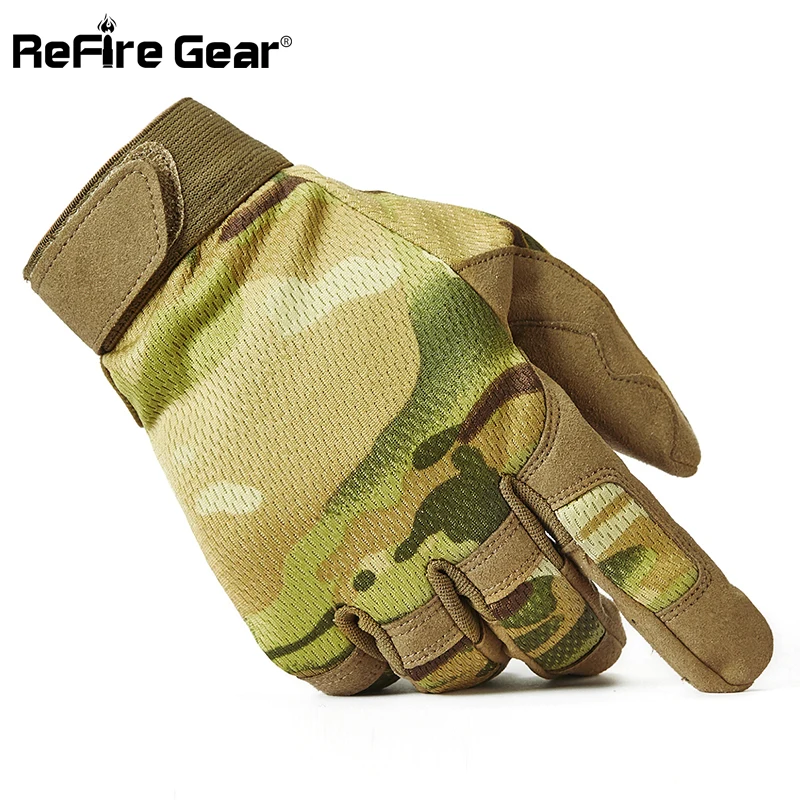 Перчатки ReFire Gear мужские тактические армейские камуфляжные дышащие митенки с