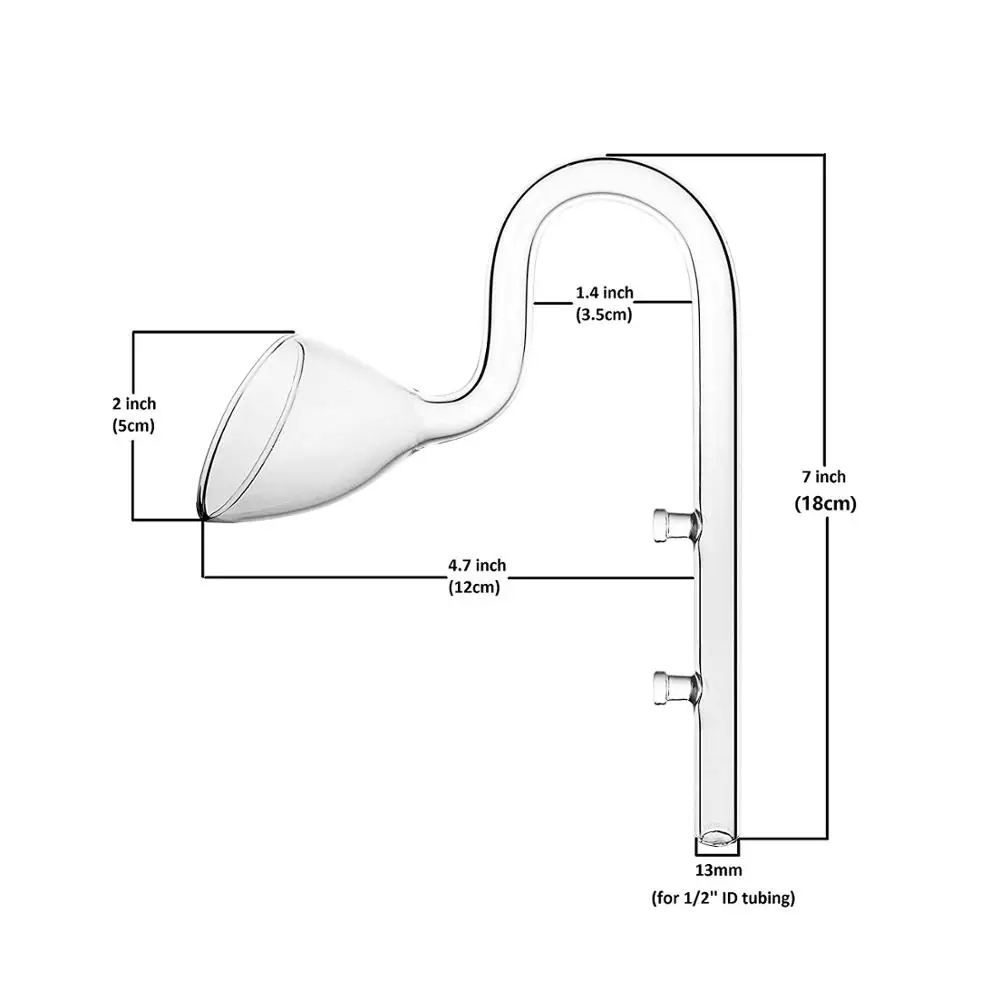 Стеклянная трубка Лили Пайп качество ada двойная присоска fix фильтр Аксессуар водяное растение для аквариума бак 13 мм 12 16 мм 17 мм 16 22 мм - Цвет: 13mm single outflow