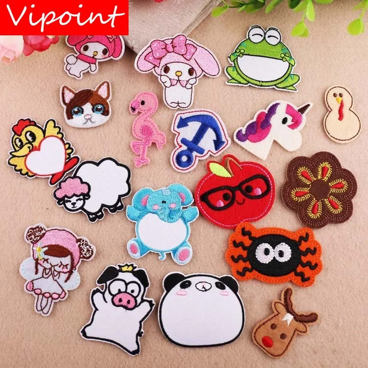 

VIPOINT embroidery apple Elephant frog patches pig girl patches badges applique patches for clothing YX-35