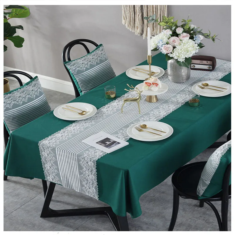 Ретро темно-зеленая скатерть европейско-американский стиль, скатерть, кружевной стол, дорожка, чайный стол, украшение для пикника, одна панель