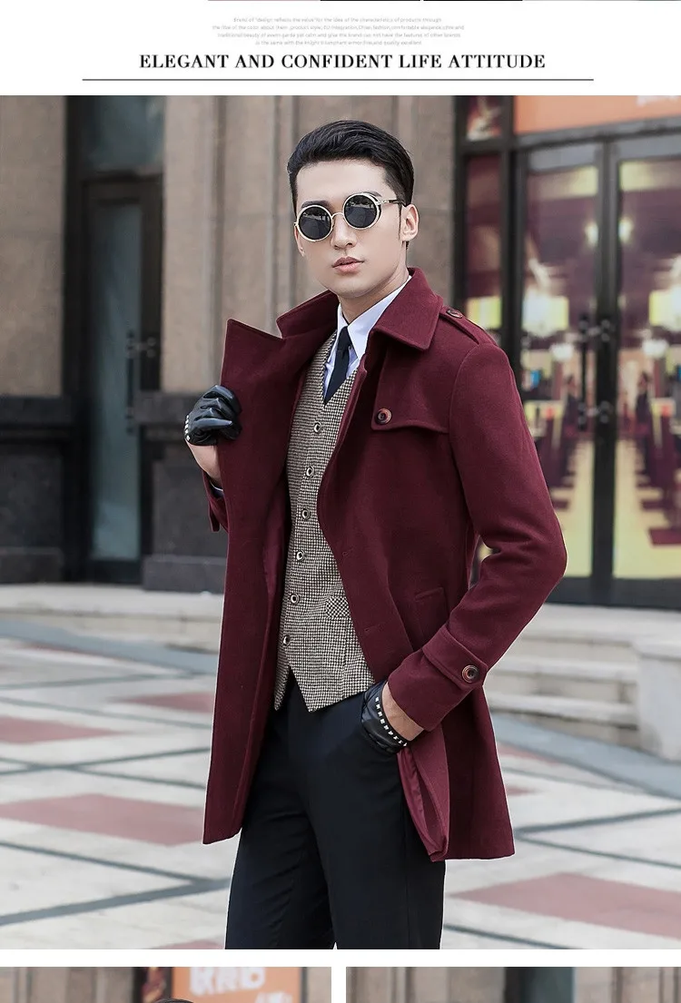 

new arrival Winter coat men's slim overcoat casual super large thermal single breasted trench outerwear plus size S-8XL 9XL