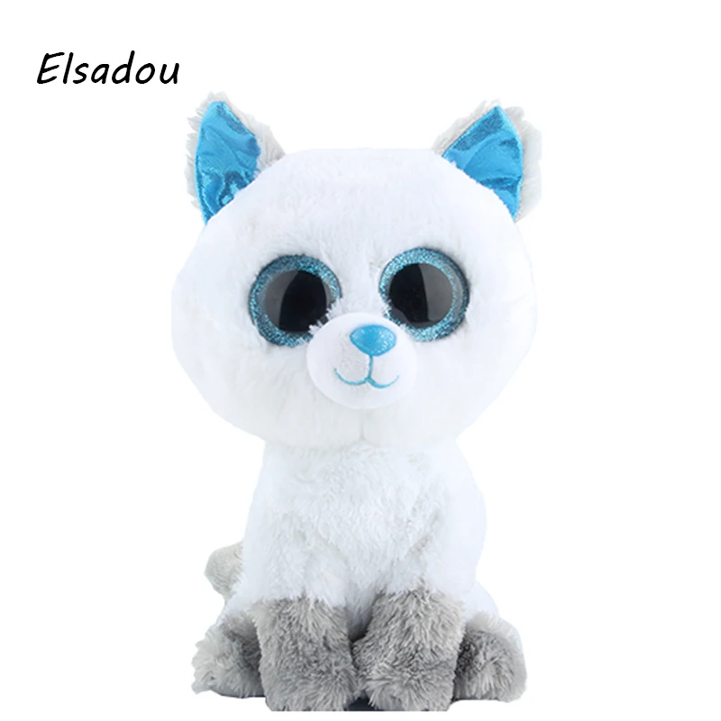 Elsadou Ty Beanie Boos Cute Animals 25cm Plus Size White Fox With Blue Eye Plush font
