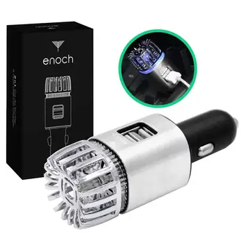 

Ionic Car Air Purifier - with Dual USB Chargers to Quickly Eliminate Allergens & All Funky Odors from Smoke, Pollen, Pets, Mold