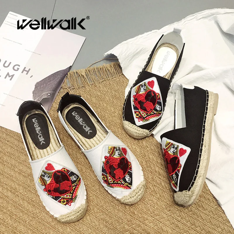 

Wellwalk Women Loafers Black Flats Shoes Women Boat Shoes Ladies Espadrilles Embroidered Shoes Winter Loafers Female Moccasins