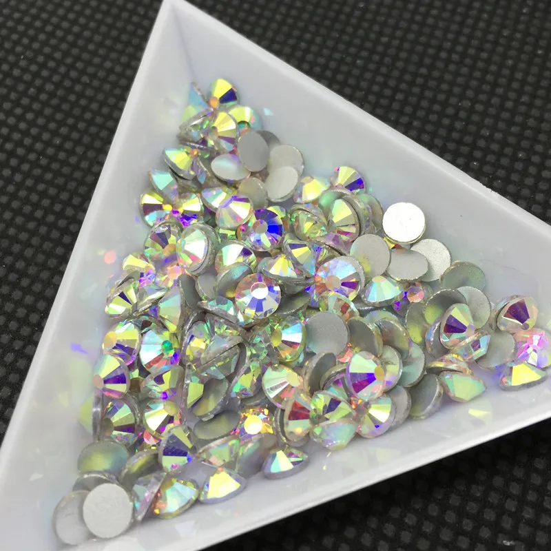 TopStone все размеры SS3~ ss50 кристально чистый AB цвет стекло кристалл не горячей фиксации стразы с плоской задней стороной Гуле на камни 3D дизайн ногтей
