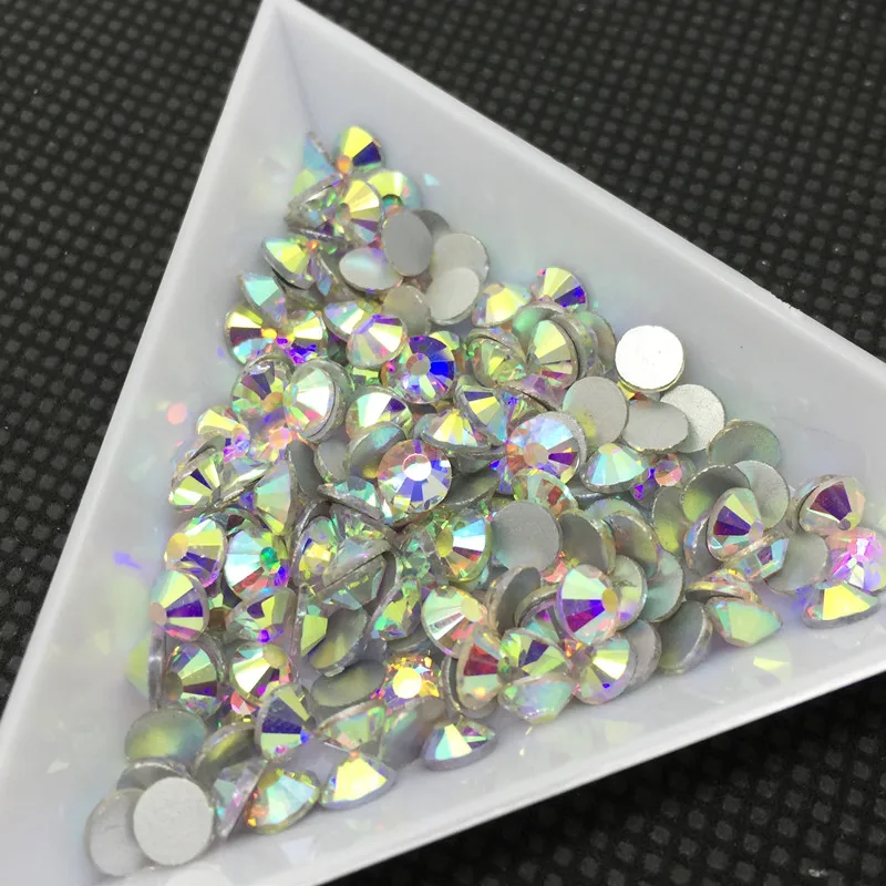 

TopStone All Sizes SS3~ss50 Crystal Clear AB Color Glass Crystal Non Hotfix Rhinestones Flatback Gule On Stones 3D Nail art