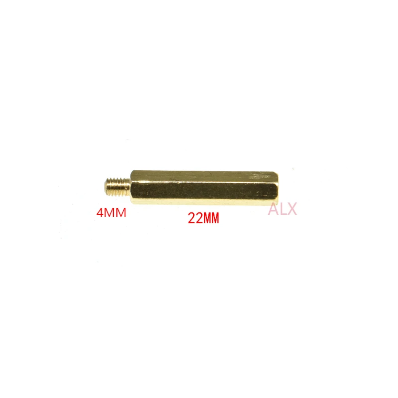 20 шт. M3 * 22 + 4 мм Шестигранная головка латунный шаговый винт Резьбовая опора