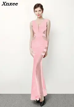 

2018 Sexy Black Beads Hollow Out Summer Dress Long Evening Party Club Woman Split Mermiad Maxi Dress Formal Prom Gowns Vestidos