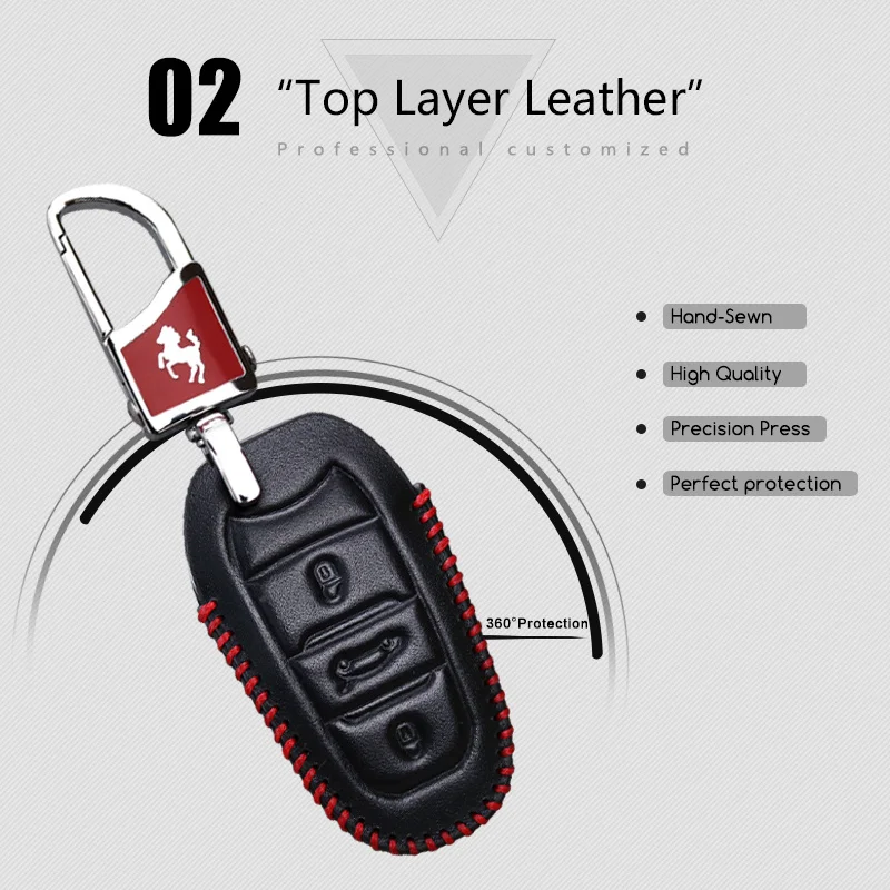 Llave elegante del coche para Citroen C2 C3 c4 c5 c4l Xsara Picasso C1 Berlingo Cuero auténtico llavero inteligente titular funda llave