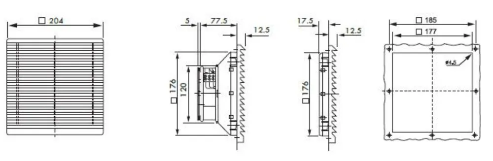 AC 220V веерный фильтр FKL6623PB230 воздушный фильтр пыли вентиляции циркуляции системы охлаждения: осевой вентилятор 204*204*105(мм