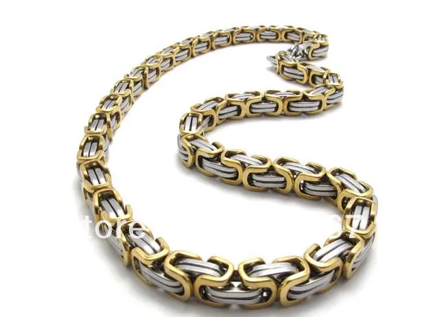 8mm Fashion Mens Womens Necklace Stainless Steel Byzantine Chain Necklace Jewel 