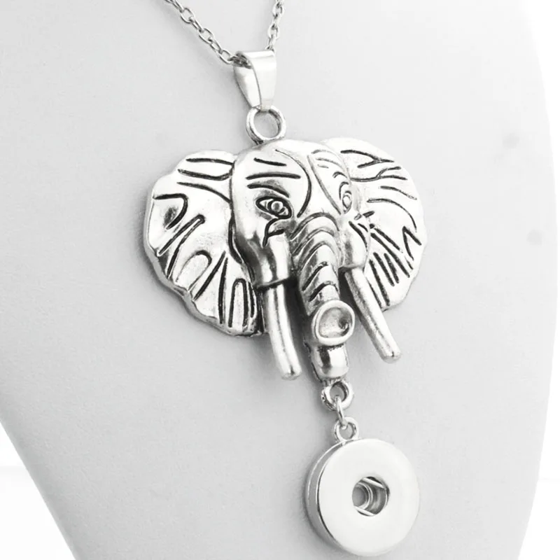 

Boom Life Unisex Exaggerated Elephant 18mm snap button necklaces woman bohemian necklaces & pendants