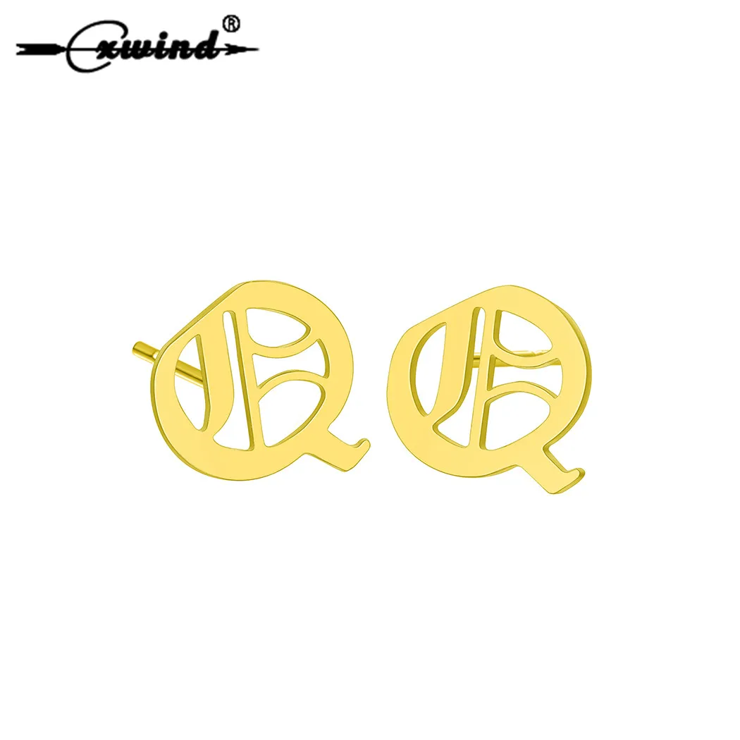 Cxwind Stainless Steel Initial O Letters Stud Earrings Alphabet Letter