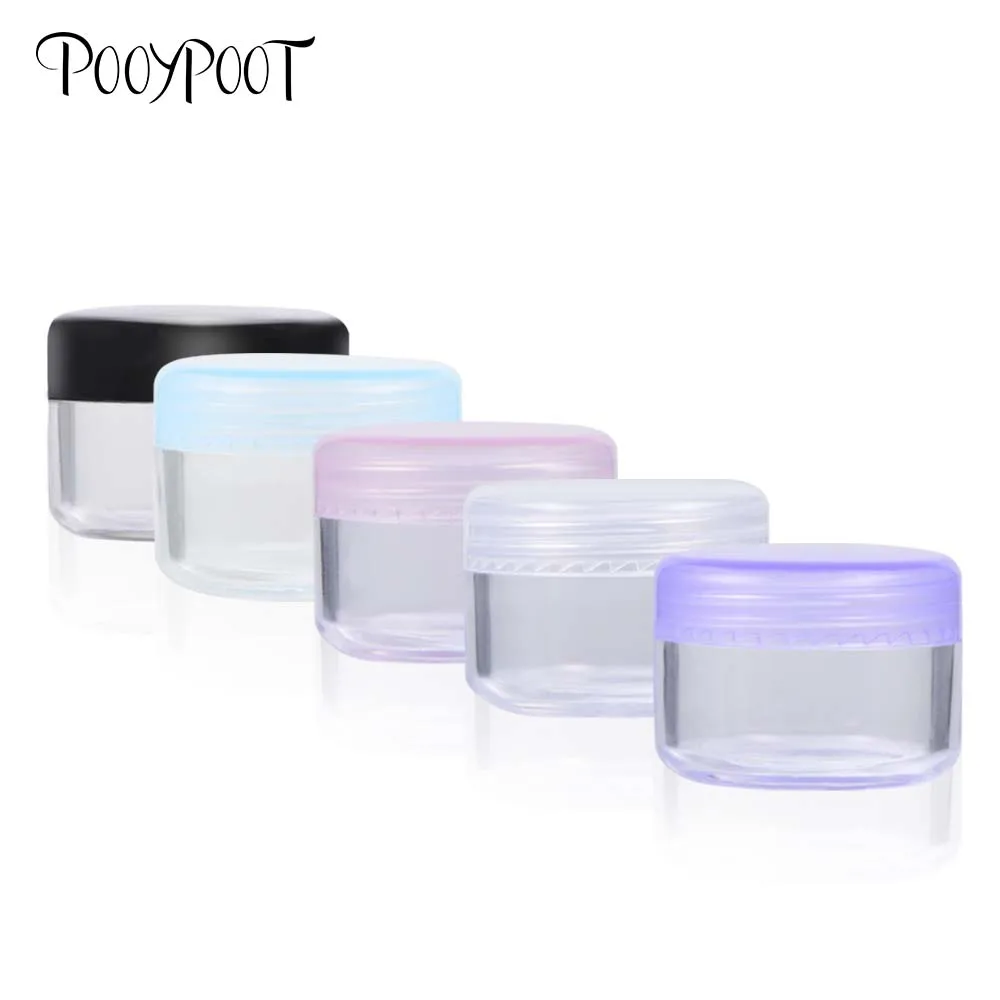 Pooypoot 1 قطع إناء فارغ وعاء شفاف البسيطة إعادة الملء التجميل زجاجة ظلال العيون كريم وجه الشفاه بلسم جرة صندوق حاوية تخزين