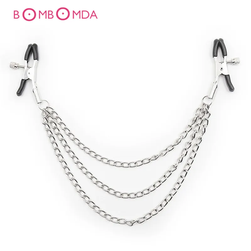 Женские зажимы для сосков груди с цепными зажимами стимулятор флирта БДСМ раб