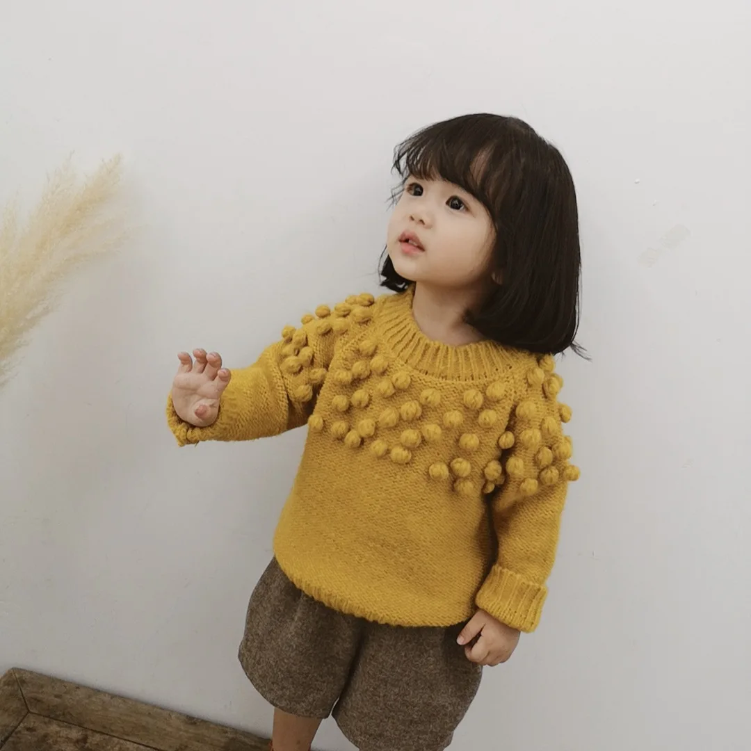 Preise Herbst Winter Kleinkind Mädchen Pullover Dreidimensionale Hairball Stricken Pullover 2 3 4 5 6 Jahre Kind Kleidung Mode Kinder Pullover