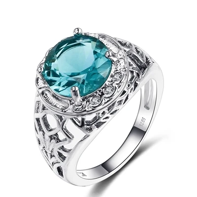 PANSYSEN, классика, 925 пробы, серебро, синий, зеленый драгоценный камень, обручальное кольцо, юбилей, хорошее ювелирное изделие, подарок, размер 6-10 - Цвет камня: Зеленый