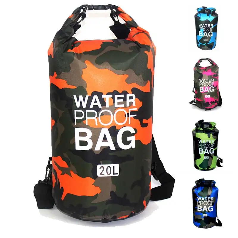 Bolsa de buceo de camuflaje portátil de buceo bolsa de almacenamiento plegable de PVC impermeable para senderismo de Río 2/5/10L Bolsa de buceo de camuflaje portátil de buceo bolsa de almacenamiento plegable de PVC impermeable para senderismo de Río 2/5/10L
