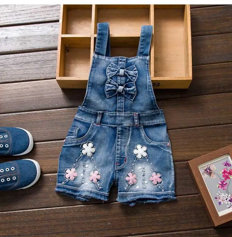 Сезон весна-лето; комбинезон для девочек в американском стиле; милые модные джинсы с потертостями; джинсовый комбинезон; короткие штаны в ковбойском стиле; Цвет Синий - Цвет: Коричневый