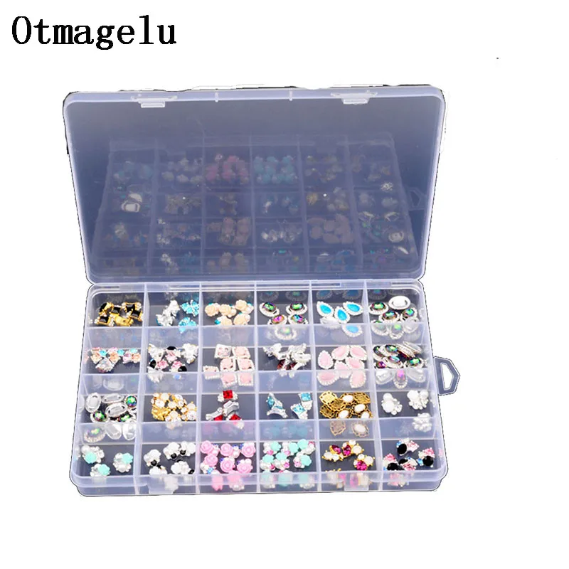 

Clear Plastic Case 24 Slots Beautiful Jewelry Nail Art Rhinestone Empty Storage Box Travel Organizer Bead Accessories Holder