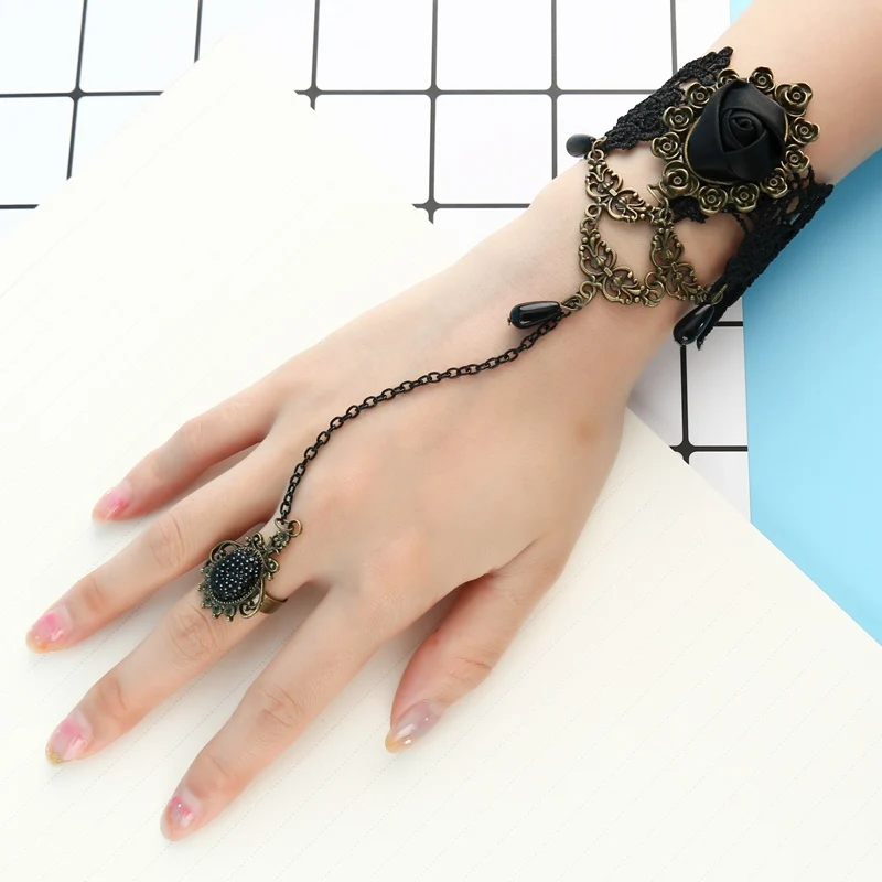 

2019 Fashion Bracelet Set Halloween Decoration Personality design pendant black rose bracelets Jewelry Gift Festival for women