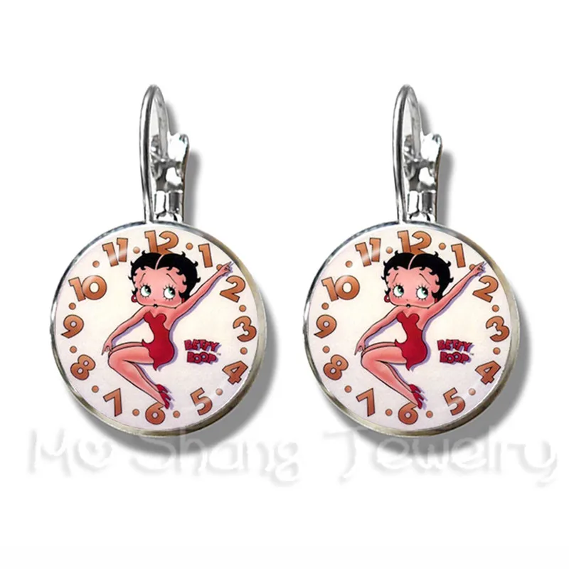 Новинка года, милые серьги-гвоздики Betty Boop, посеребренные серьги с мультяшным рисунком, сексуальные романтические украшения Betty Boop для женщин, подарок для девочек - Окраска металла: 1