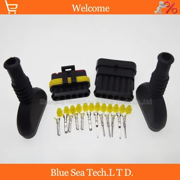 

Sample,6 Pin AMP Auto HID male&female waterproof Connectors+sheath(2 pcs) sets for HEV/EV Start/Stop/Inverter Systems etc.