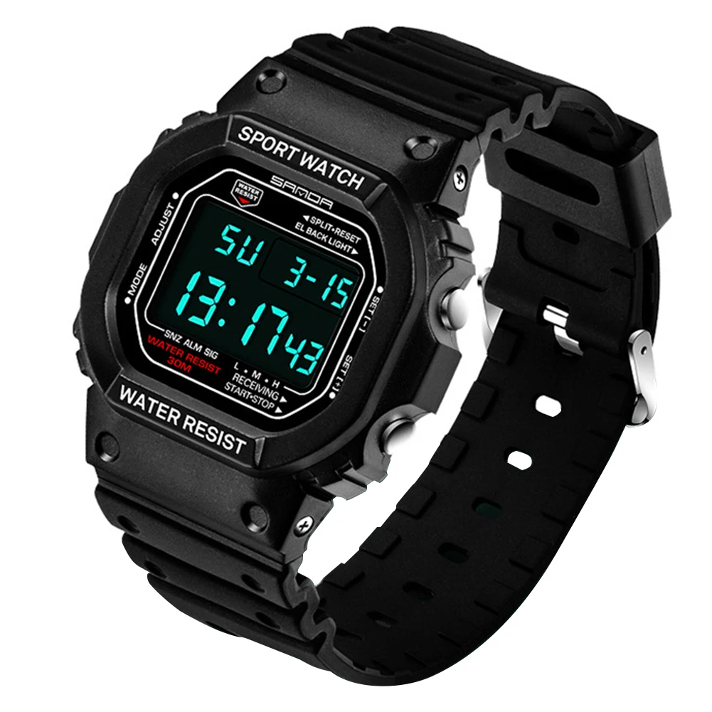 Модные унисекс водонепроницаемые horloges mannen цифровой дисплей Будильник Светящиеся спортивные наручные часы
