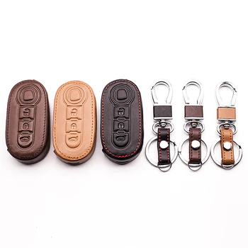 

Latest 3 button Genuine Leather car key cover for FIAT 500 Panda Punto Bravo flip cover remote control Car key dust collector