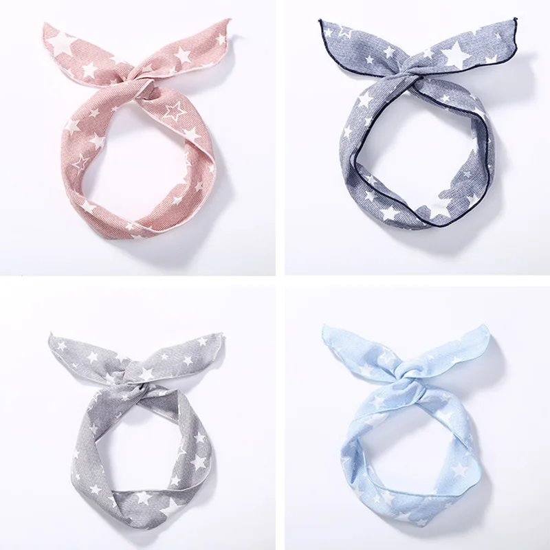 

Cute Soft Wire DIY Bow Headband Girls Elastic Hair Band Small Stars Print Rabit Ear Hair Accessories for Women Fashion Hairband