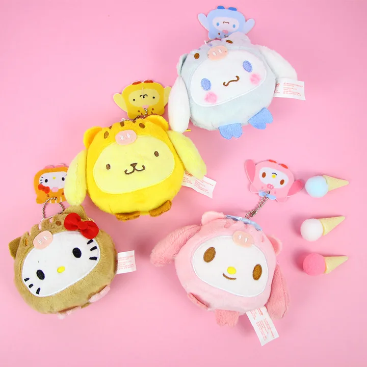 Sanrio, Hello Kitty My Melody Cinnamoroll Марка pom-Pom Purin плюшевые сумки для монет милый кошелек унисекс Kawaii ключ сумка для девочек Подарки