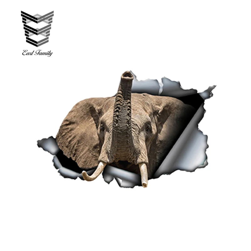 

EARLFAMILY 13cm x 8.5cm Torn Elephant Car Decal Reflective Stickers Waterproof Car Styling Torn Metal Decals Funny Car Sticker
