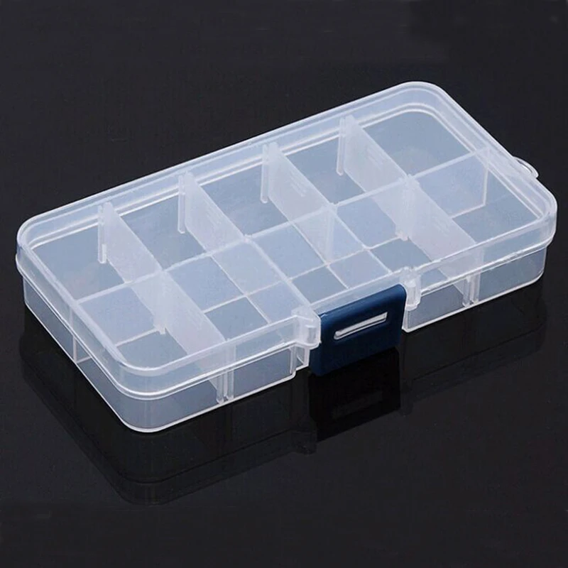 

Wholesale Plastic Empty Box Nail Art Container Rhinestone Gems Crystal Beads Accessories Craft 10 Divided Storage Case T001