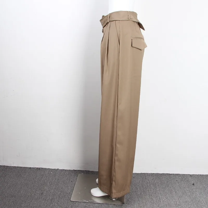 GALCAUR повседневные корейские однотонные брюки для женщин с высокой талией на шнуровке широкие брюки женская модная одежда лето Новинка