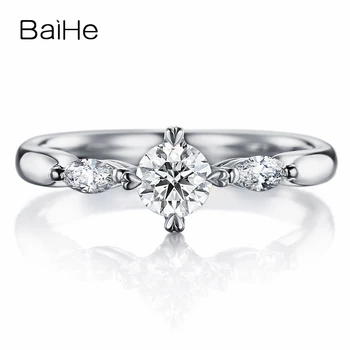 

BAIHE Solid 10K White Gold(AU417) Certified 0.25ct Round Trendy 100% Moissanite Engagement Women Fine Jewelry Gift Fashion Ring