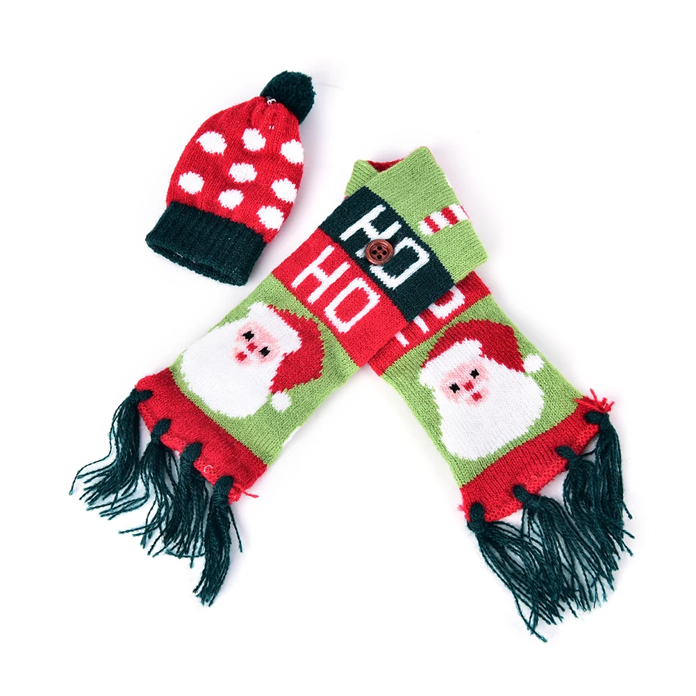 3 Styles Cute Xmas Headdress Christmas bottle Hat cap Scarf tree Santa Claus wine bottle cover clothes set party table decor