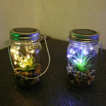 

Creative Solar Hanging Jar Plants Lid Lights 10 Led String Fairy Lights Solar Table Lights Lawn Decor