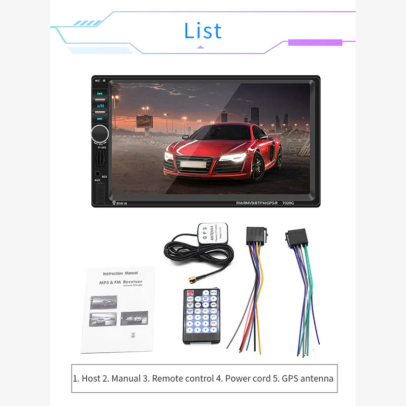 

Car Multi-function GPS Navigation 7" Touch Screen Auto audio MP4 MP5 Player AUX USB Autoradio Bluetooth Player Reverse image