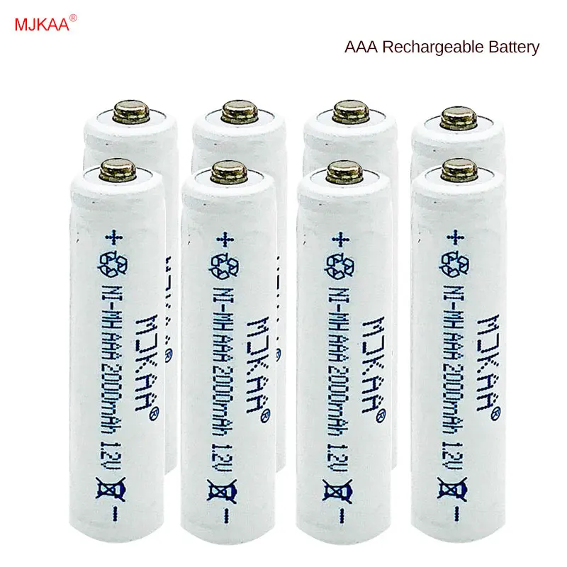 MJKAA, 8 шт./лот, новинка, AAA, 2000 мА/ч, Ni-MH, 1,2 в, аккумуляторная батарея AAA, 3 А, аккумуляторная батарея Ni-MH, батарея для камеры, игрушки