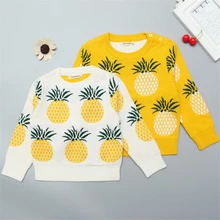 Свитер для маленьких девочек, осенне-зимний детский пуловер, свитер с ананасом, милый свитер для маленьких девочек, рубашка